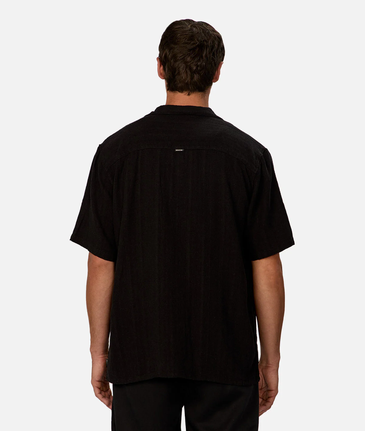 The Catanza Stripe Short Sleeve Linen Shirt - Black - Image 6