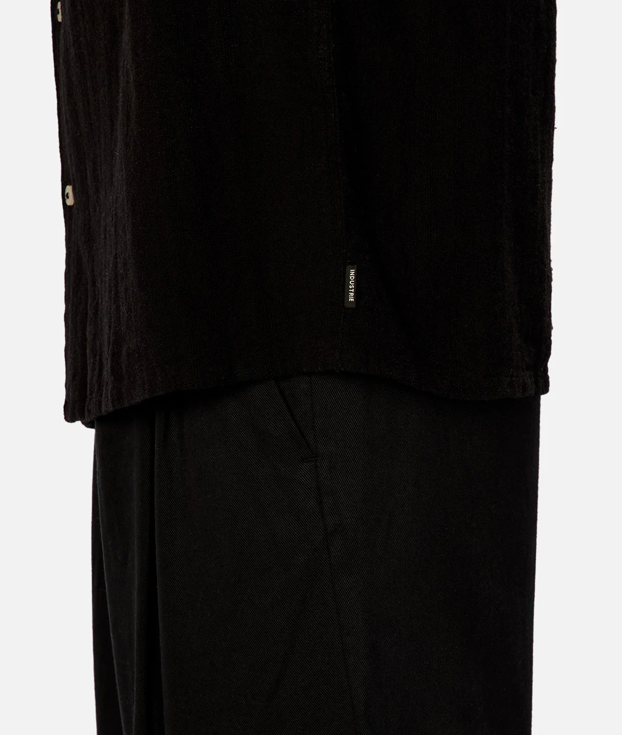 The Catanza Stripe Short Sleeve Linen Shirt - Black - Image 8