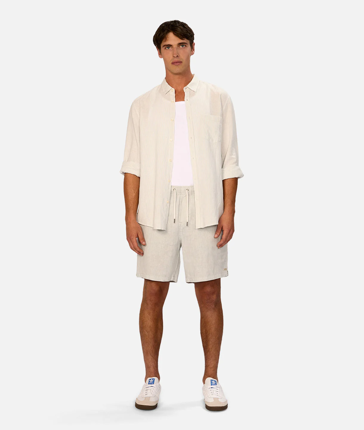 The San Juan Long Sleeve Linen Shirt - Mint/White - Image 3