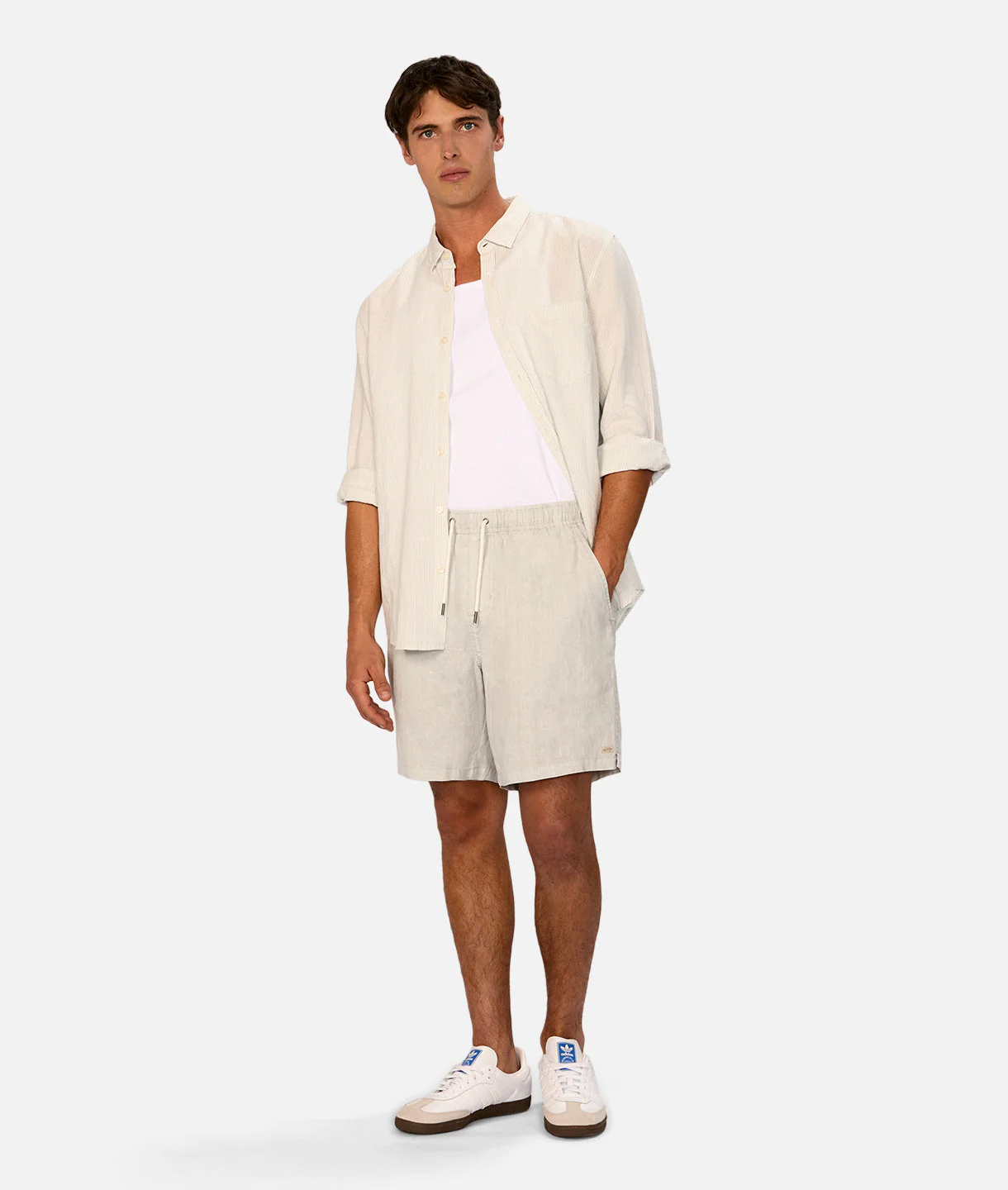 The San Juan Long Sleeve Linen Shirt - Mint/White - Image 4