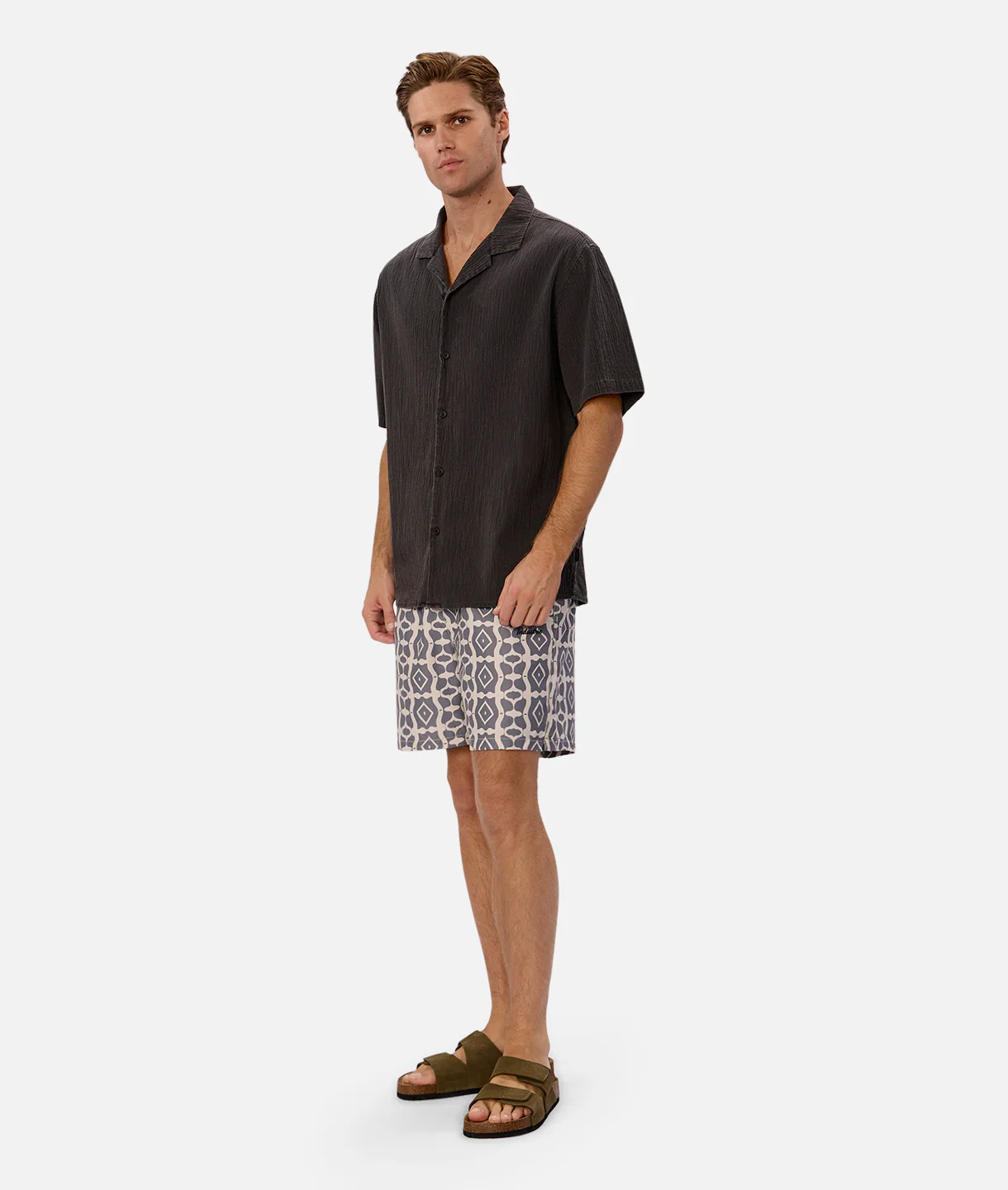 The Saratoga Swim Short - Khaki/Charcoal - Image 8