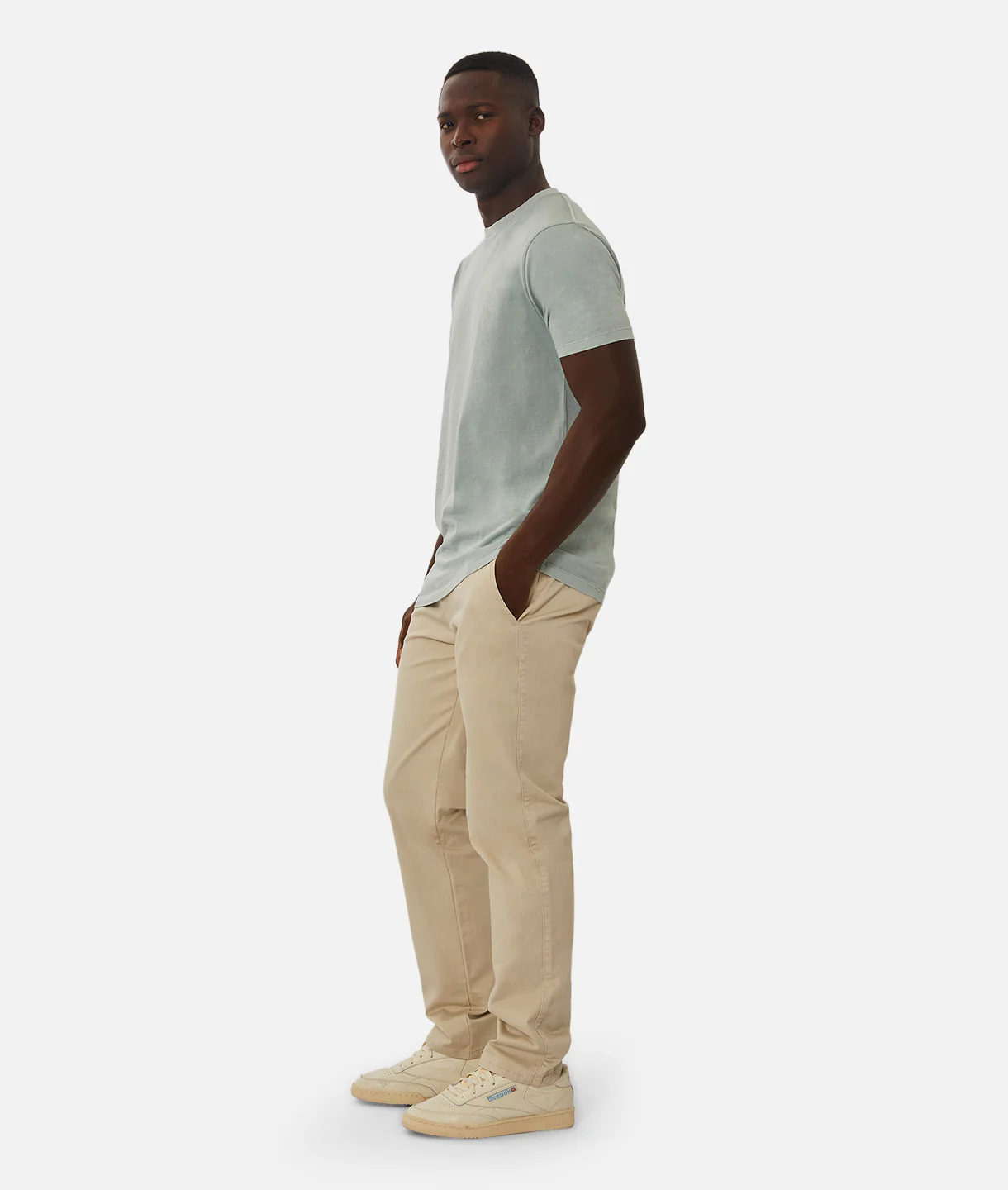 The Basic Classic Crew Neck T-Shirt - PD Faded Blue - Image 4