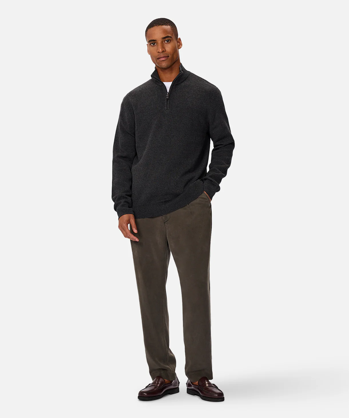 The Lakewood Zip Neck Knit - Charcoal - Image 2