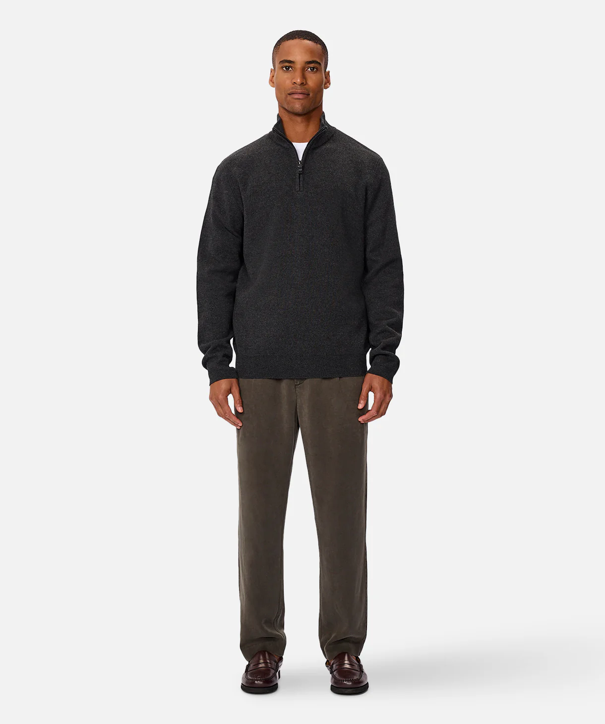The Lakewood Zip Neck Knit - Charcoal - Image 5