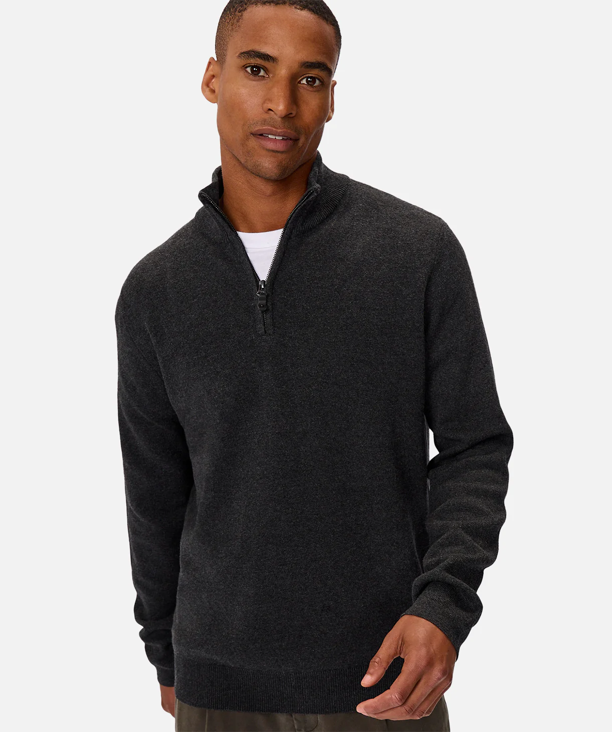 The Lakewood Zip Neck Knit - Charcoal - Image 7