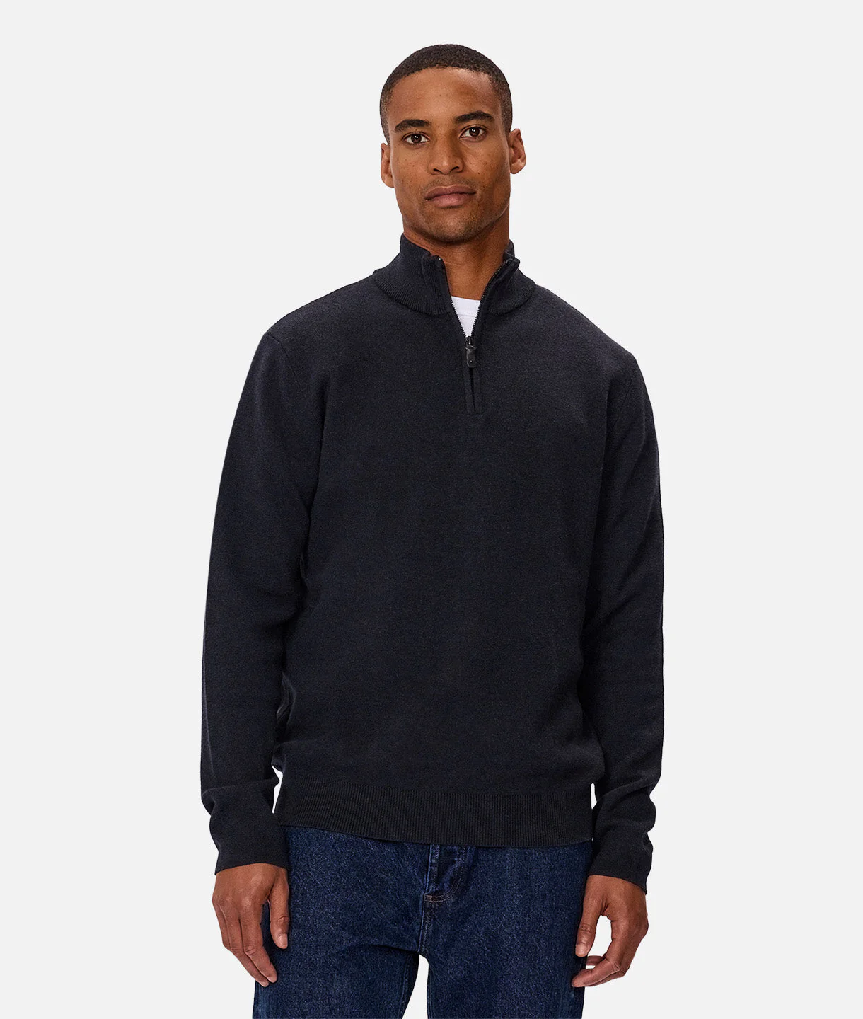 The Lakewood Zip Neck Knit - Dk Navy