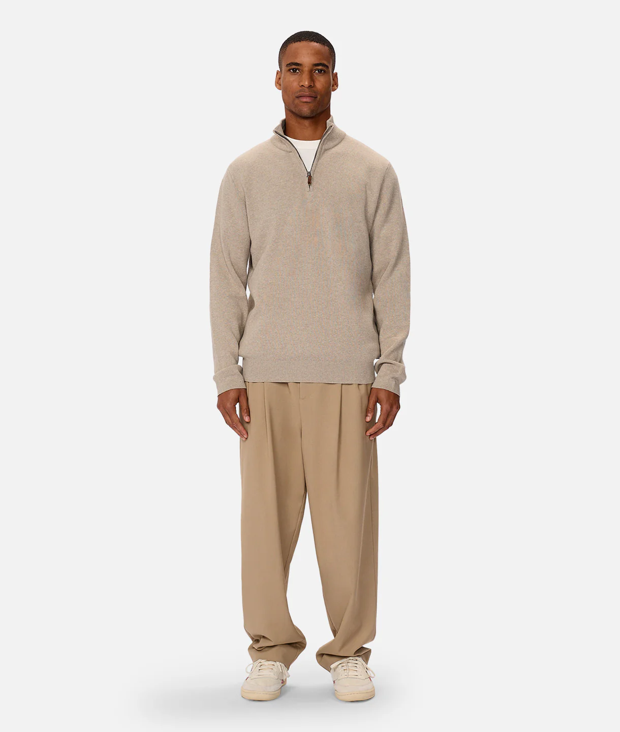 The Lakewood Zip Neck Knit - Wheat Marle - Image 5