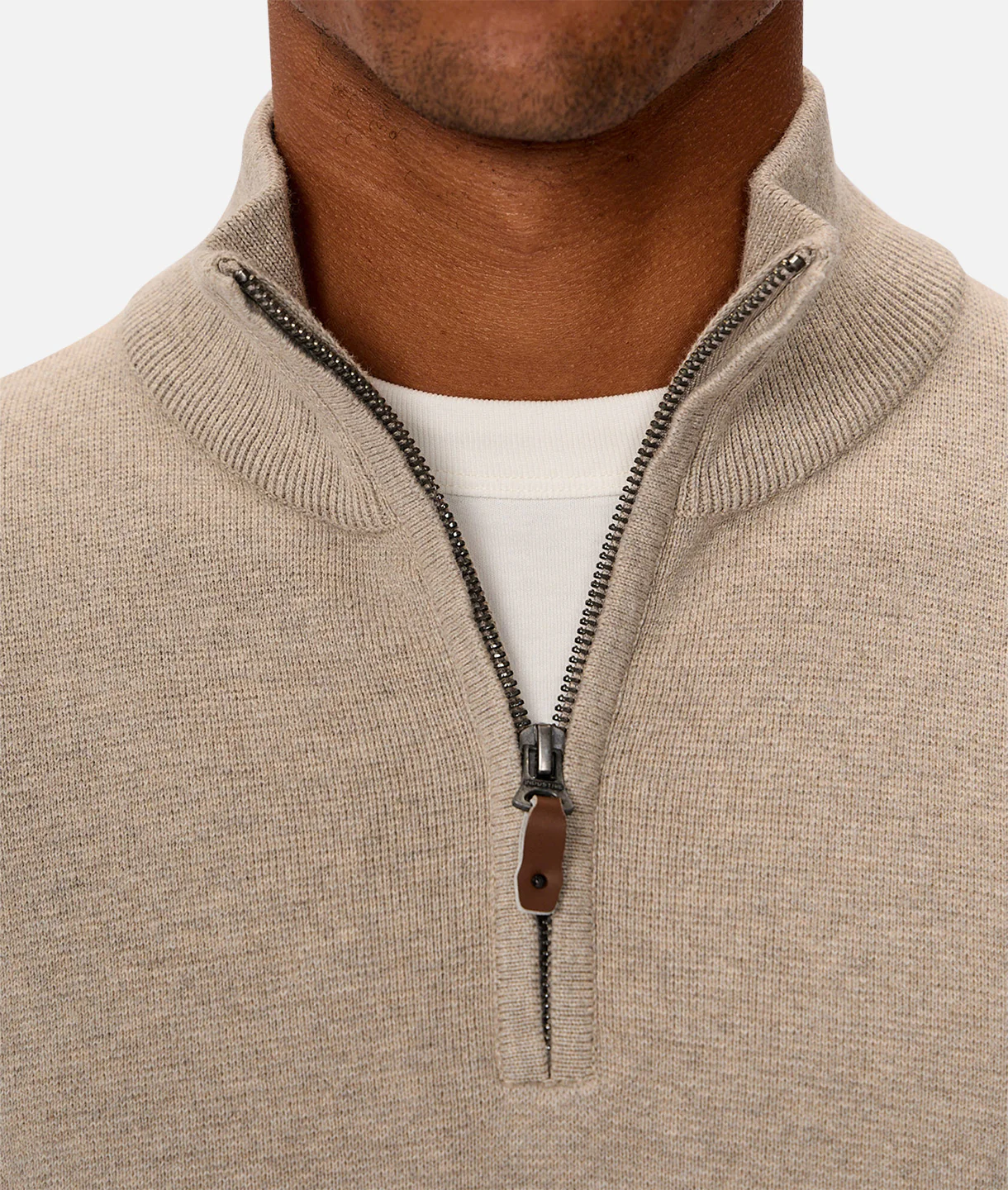 The Lakewood Zip Neck Knit - Wheat Marle - Image 6