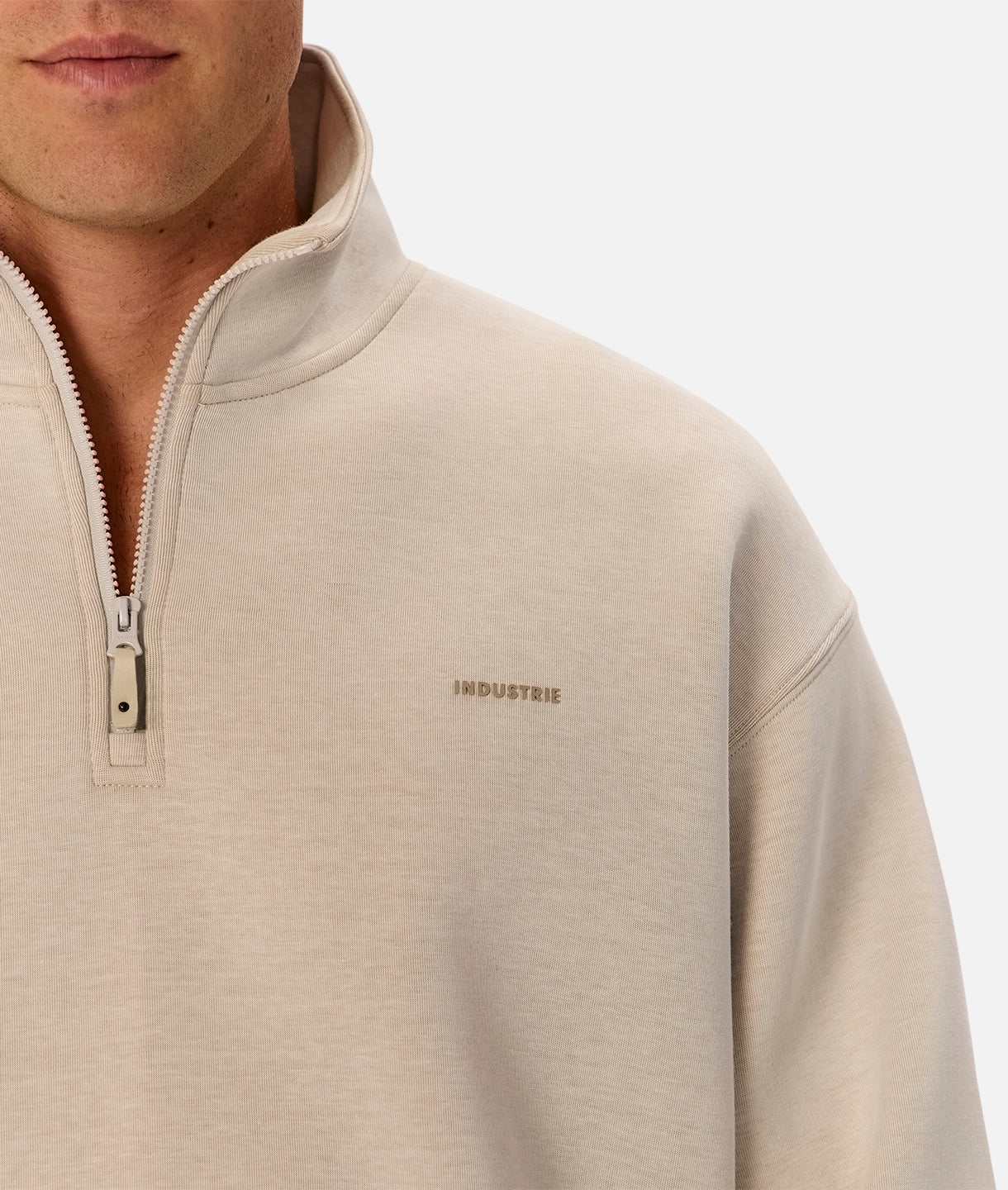 The Manning Quarter Zip Sweatshirt - Stone Heather - Image 5