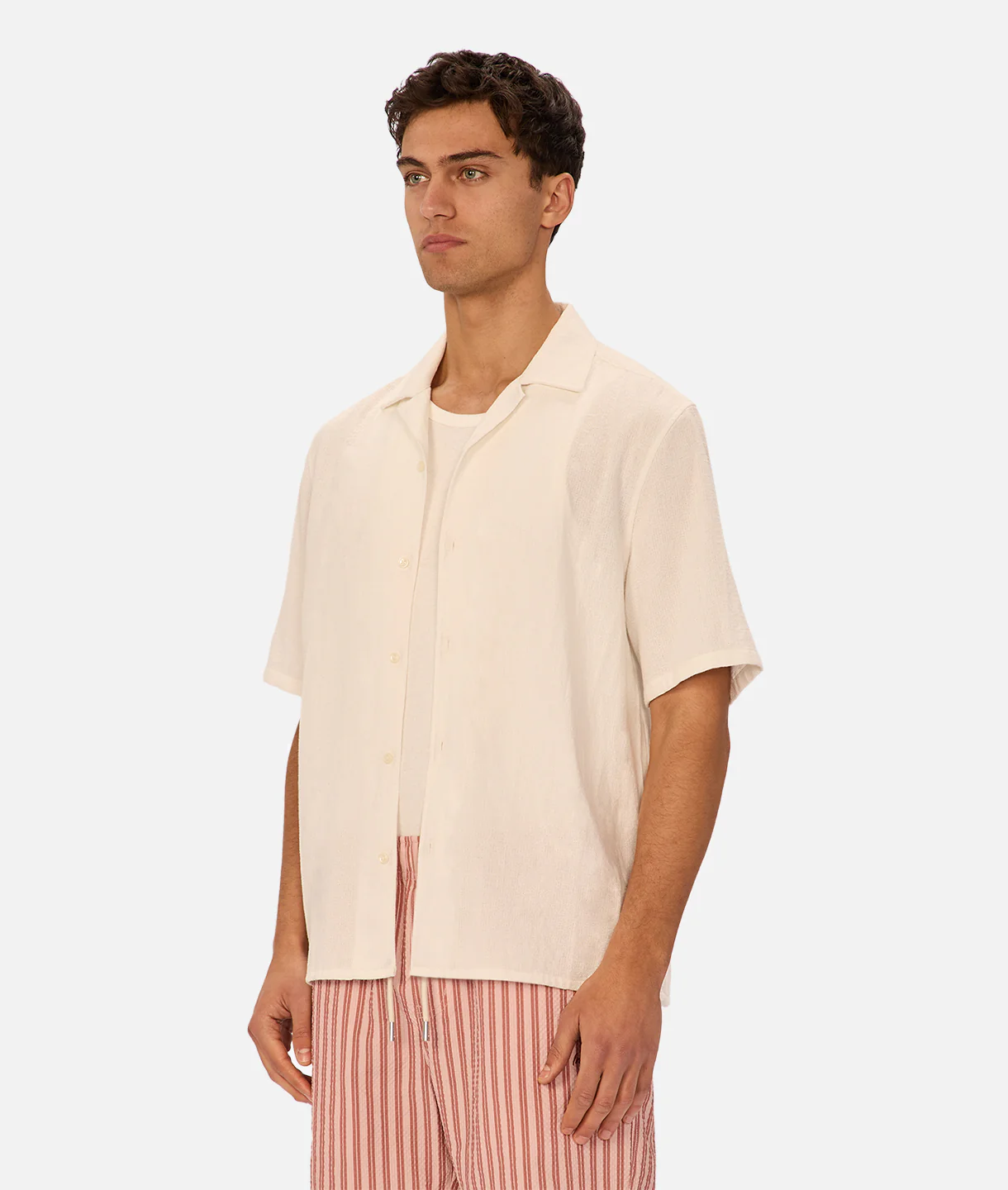 The Marbella Short Sleeve Shirt - Cream - Image 3