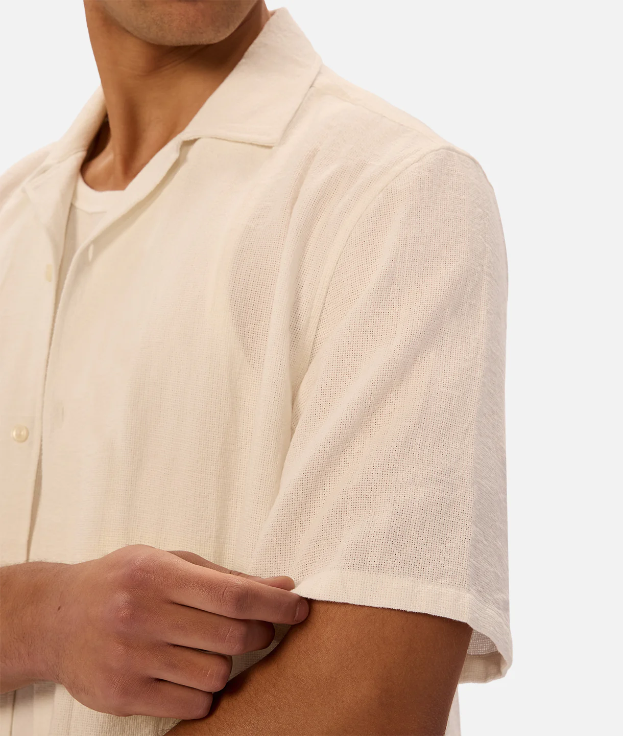 The Marbella Short Sleeve Shirt - Cream - Image 7