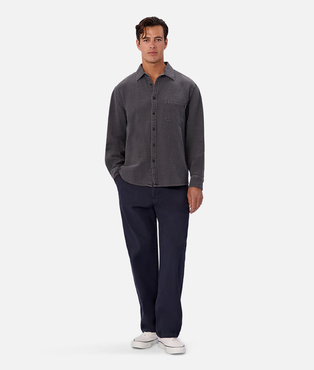 The Lisbon Long Sleeve Shirt - Asphalt - Image 7