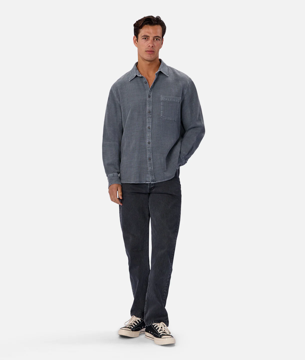 The Lisbon Long Sleeve Shirt - Blue Steel - Image 2