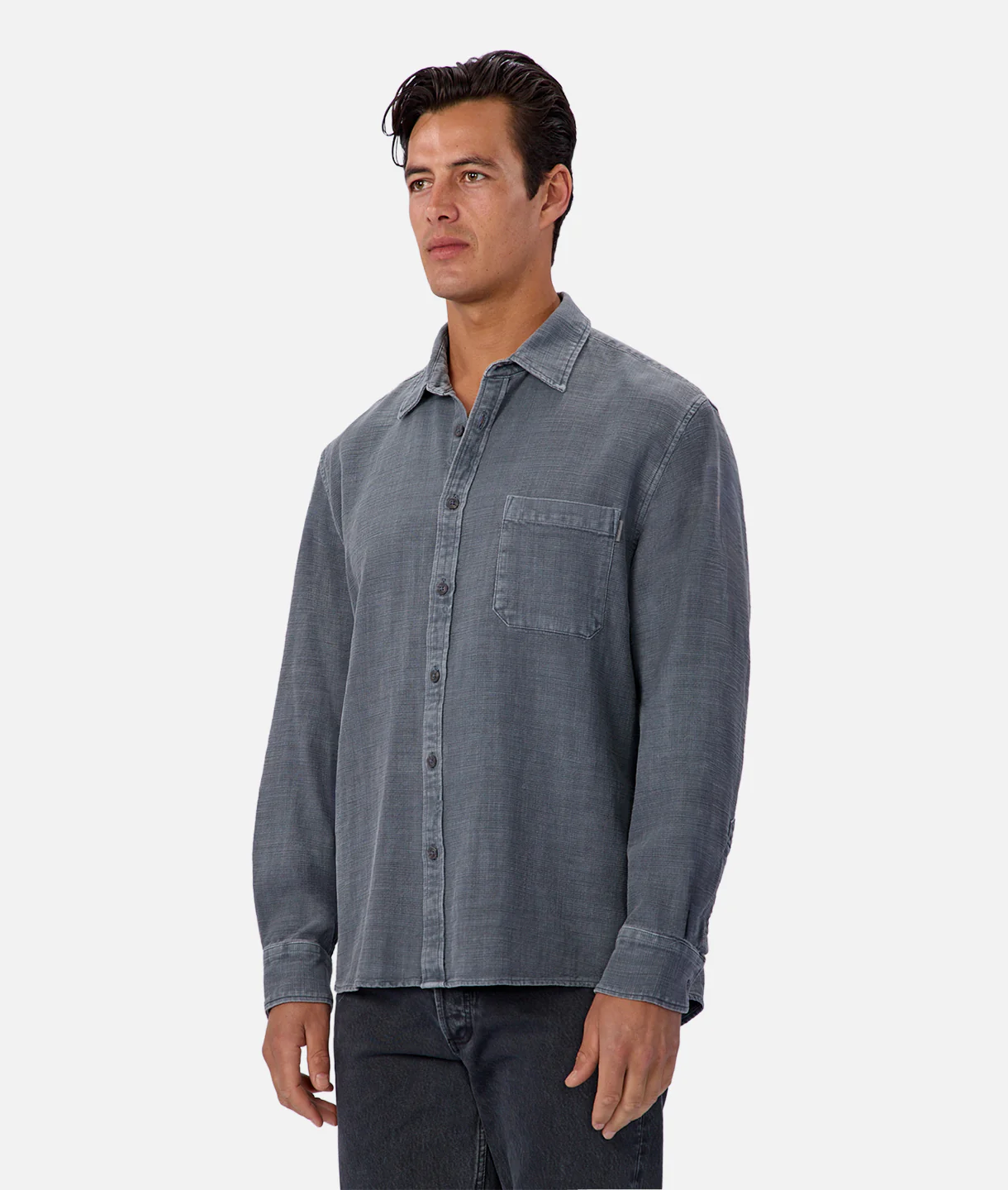 The Lisbon Long Sleeve Shirt - Blue Steel - Image 3