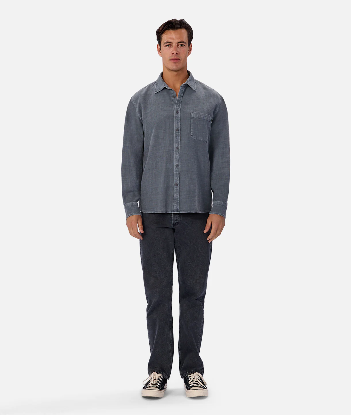 The Lisbon Long Sleeve Shirt - Blue Steel - Image 5