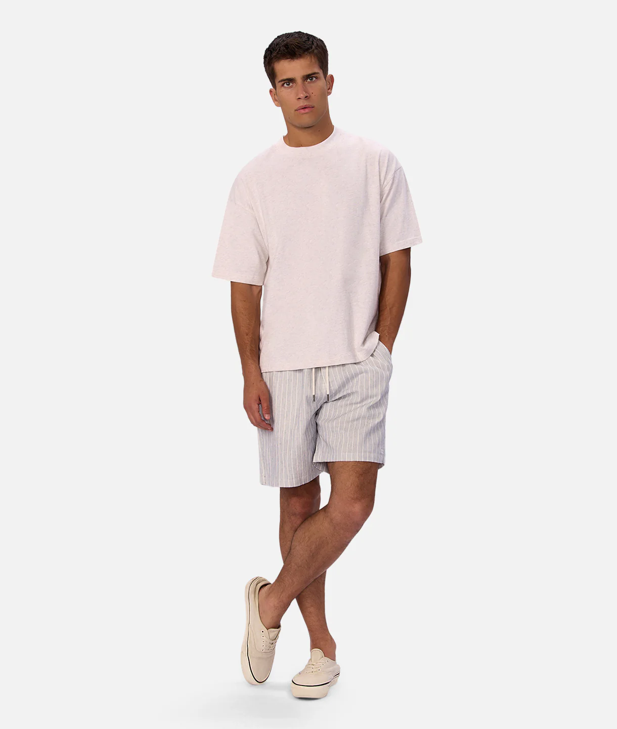 The La Brava Linen Blend Short - Blue / Off White - Image 2