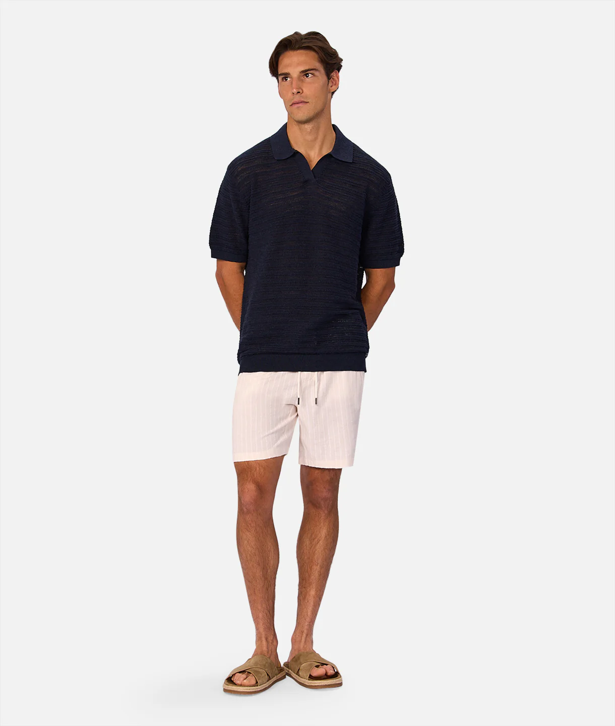 The La Brava Linen Blend Short - Wheat / Off White - Image 2