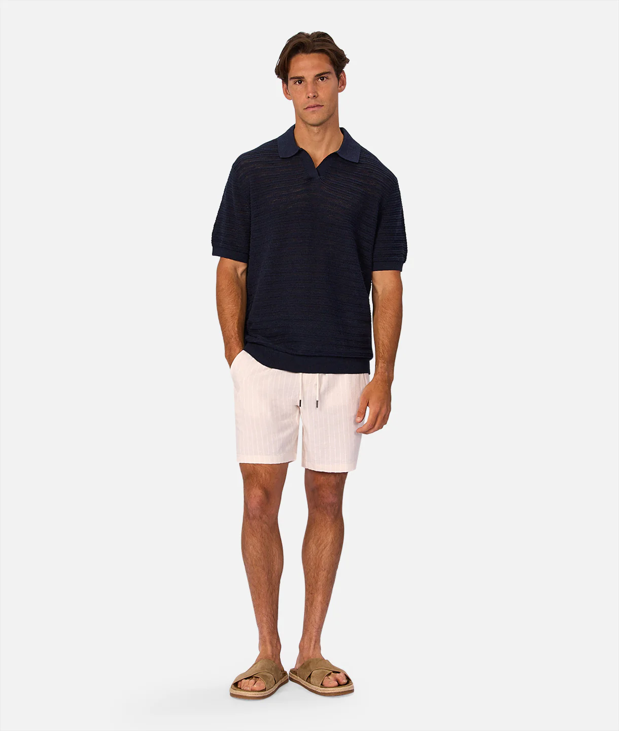 The La Brava Linen Blend Short - Wheat / Off White - Image 8
