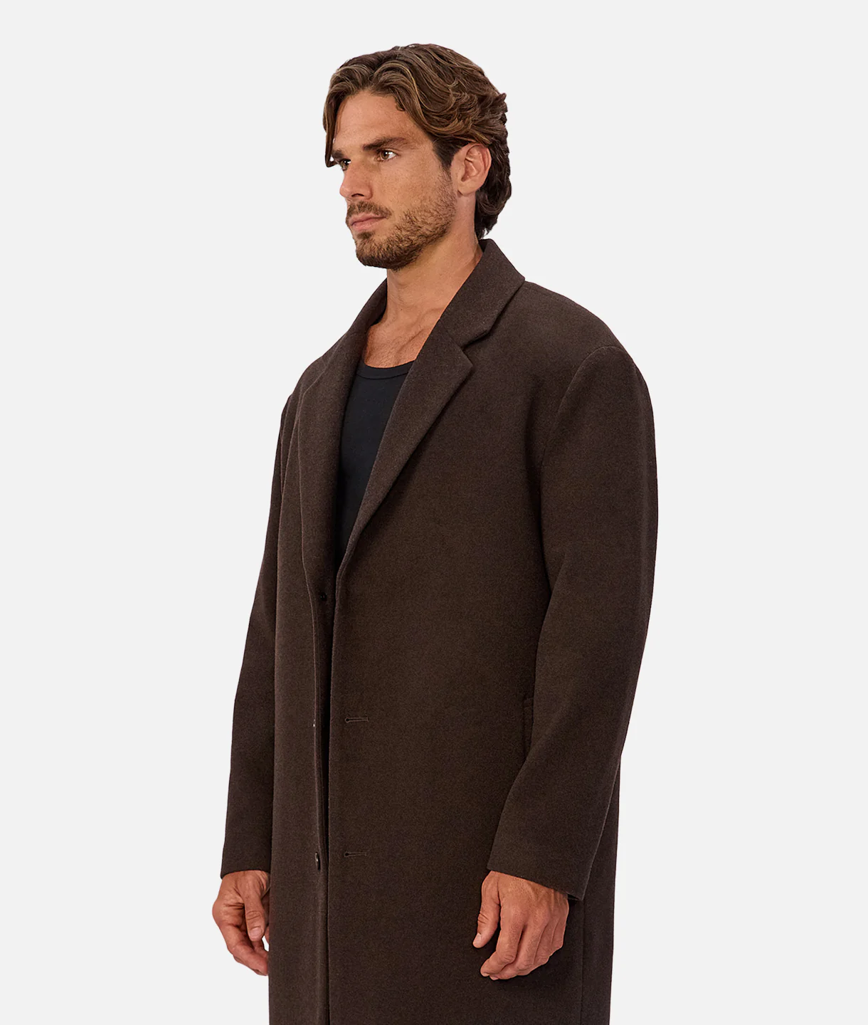 The Wool Blend Jacques Coat - Chocolate - Image 3