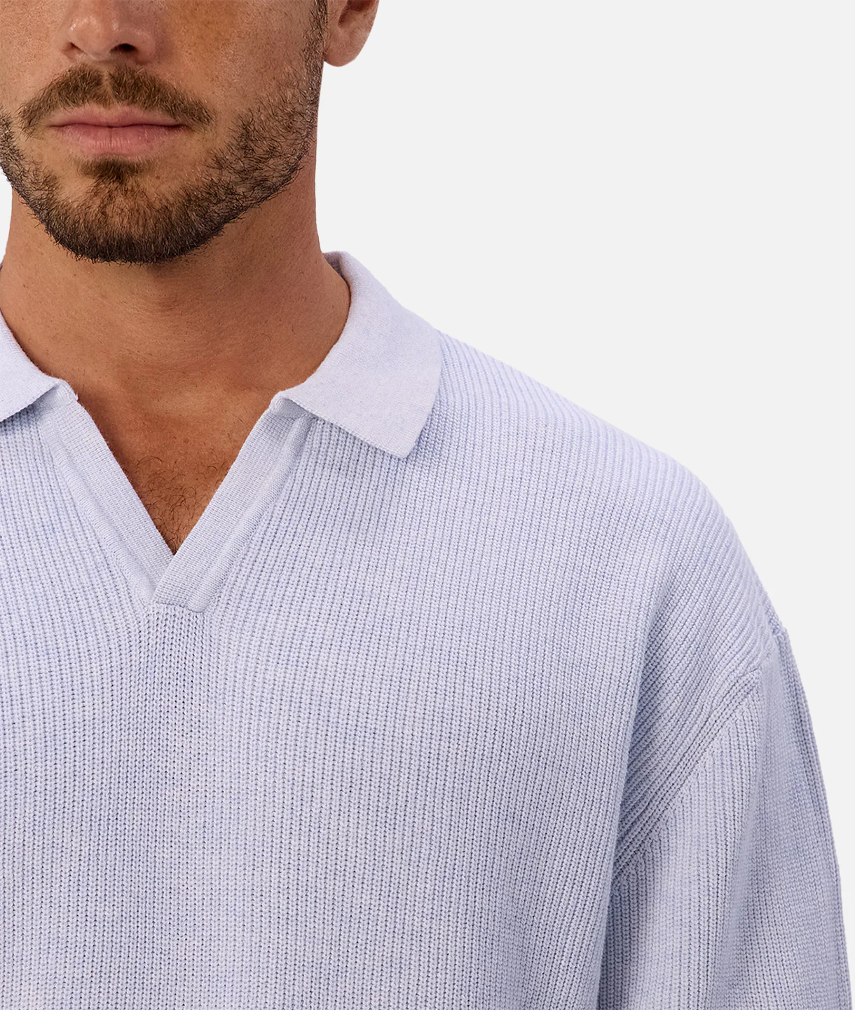 The New England Polo Sweater - Lt Blue Marle - Image 7