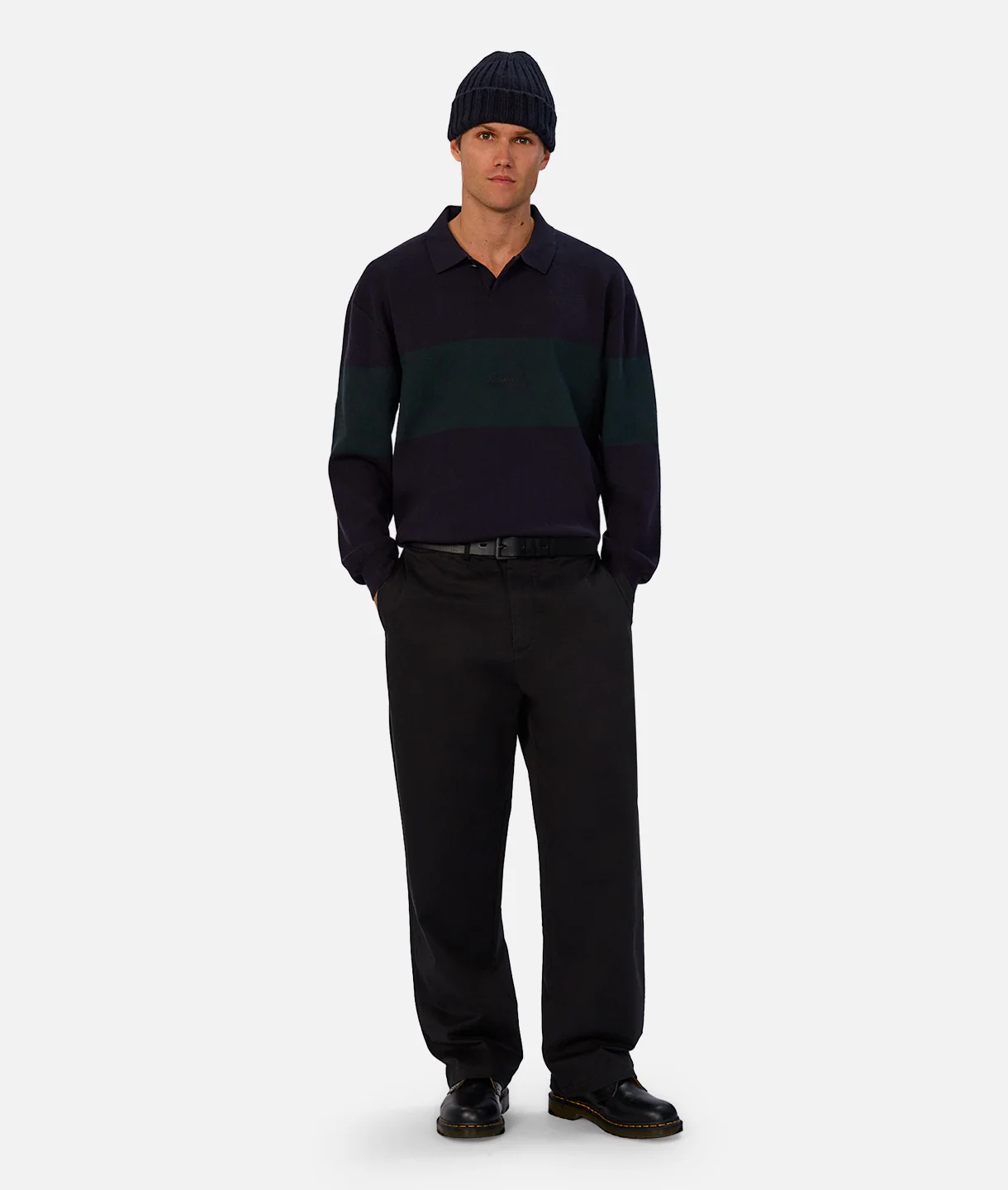 The Panelled Sweater - Navy Green Combo - Image 2