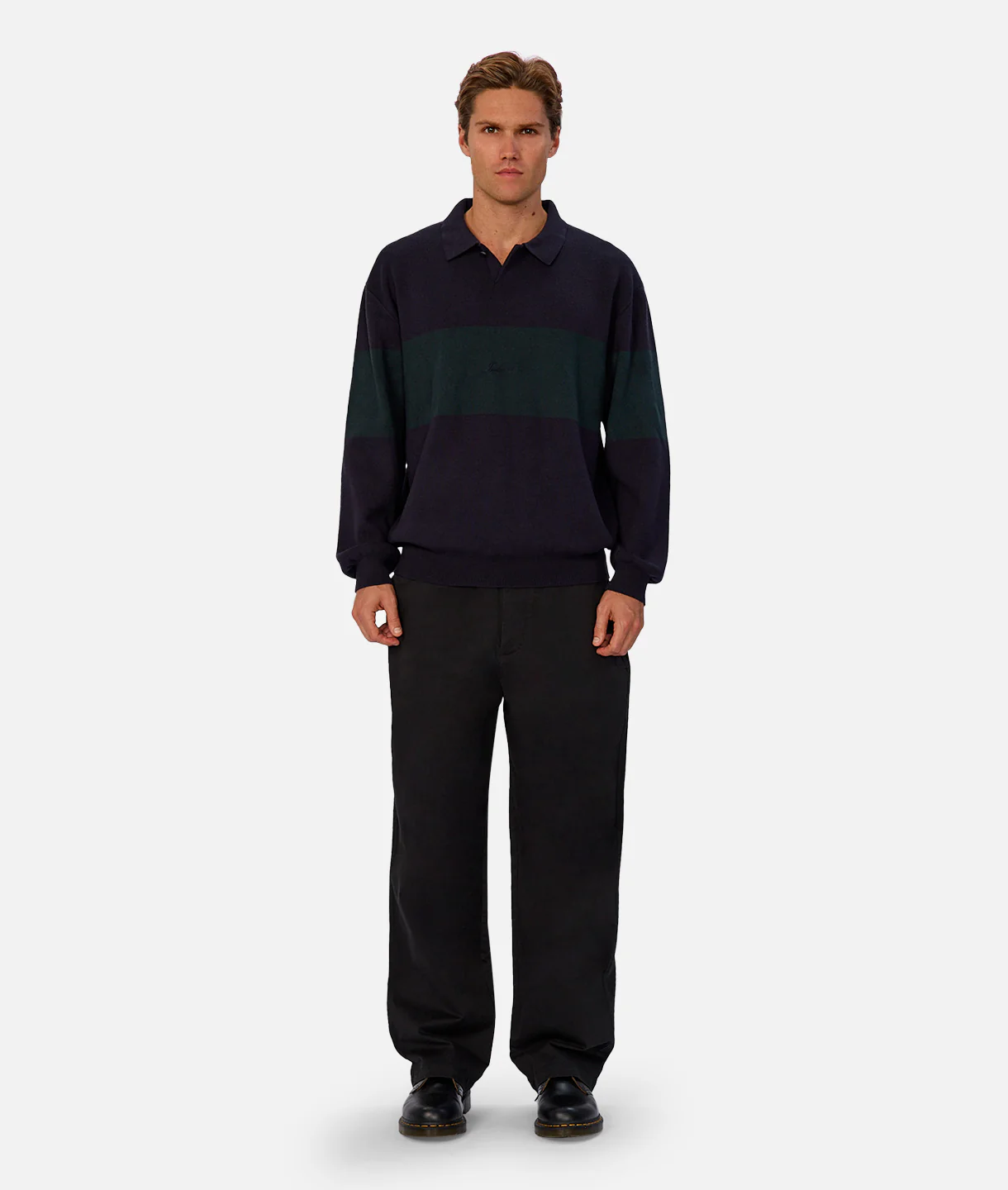 The Panelled Sweater - Navy Green Combo - Image 5