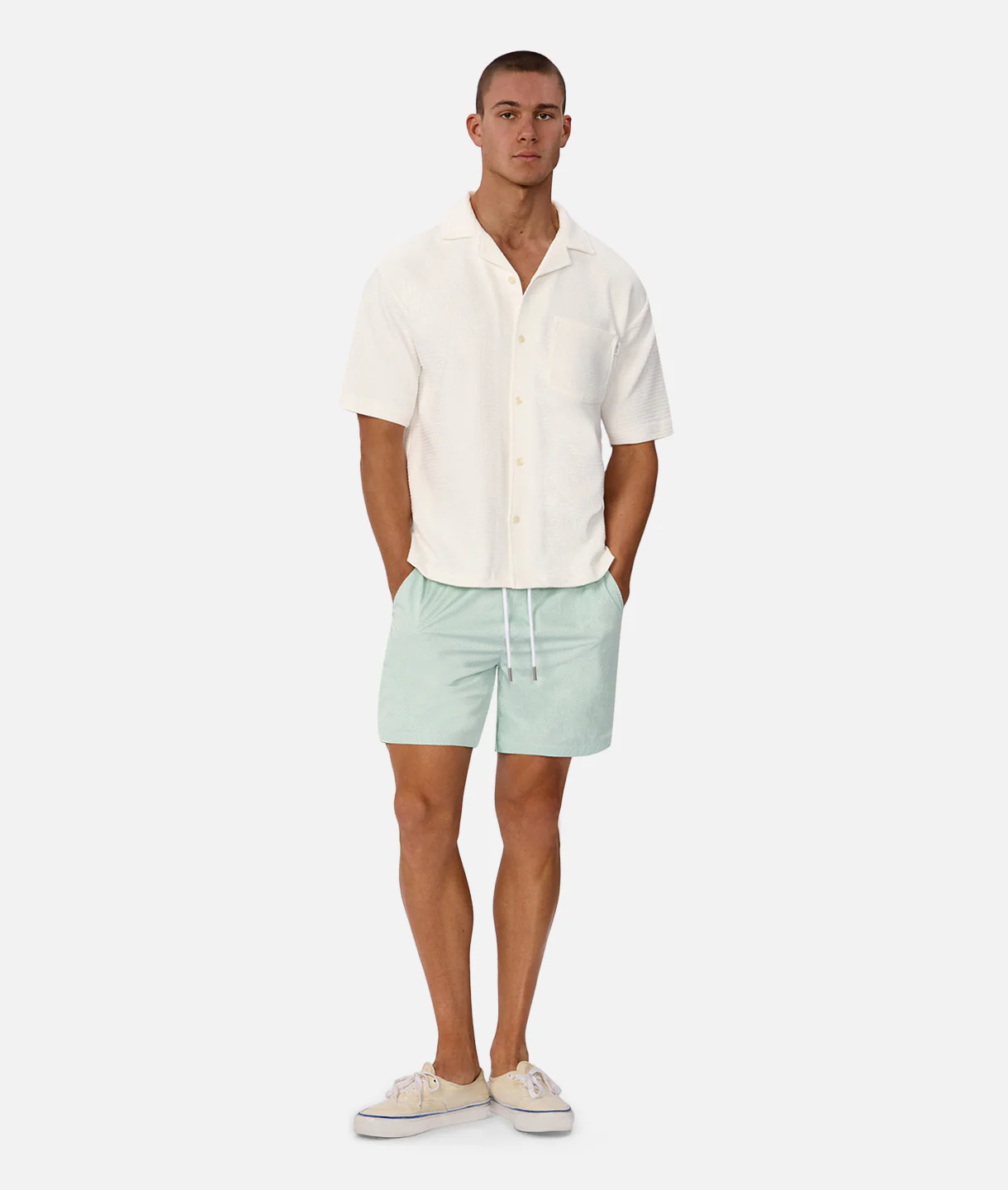 The Knitted Malibu Short Sleeve Shirt - Winter White - Image 2