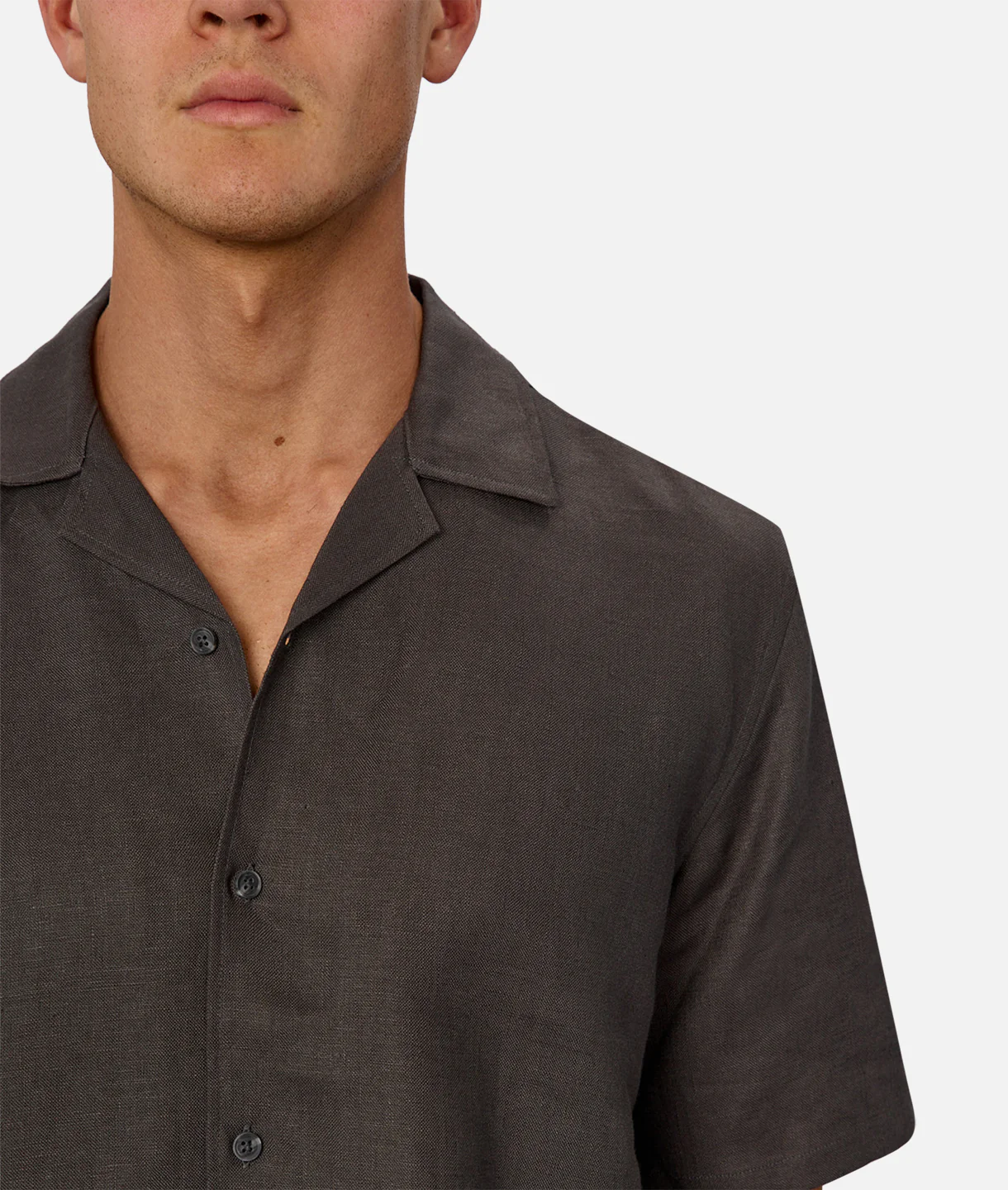 The Lusso Linen Short Sleeve Shirt - Cocoa - Image 7