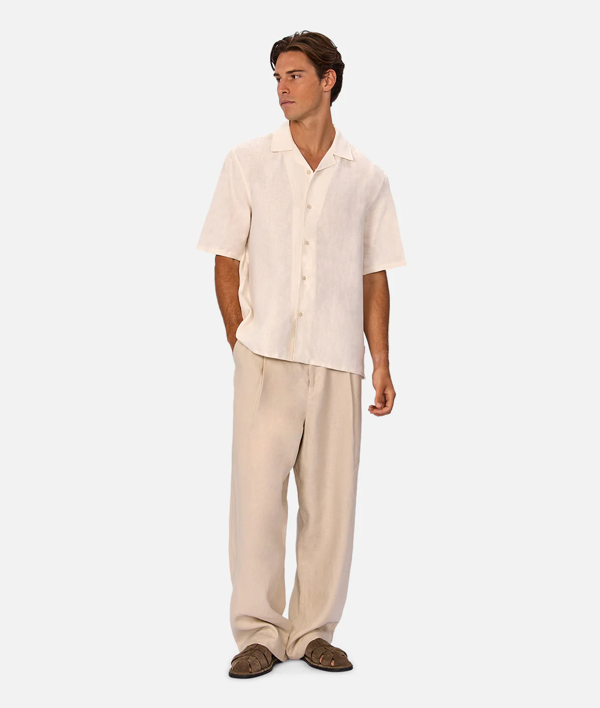 The Lusso Linen Short Sleeve Shirt - Coconut - Image 10