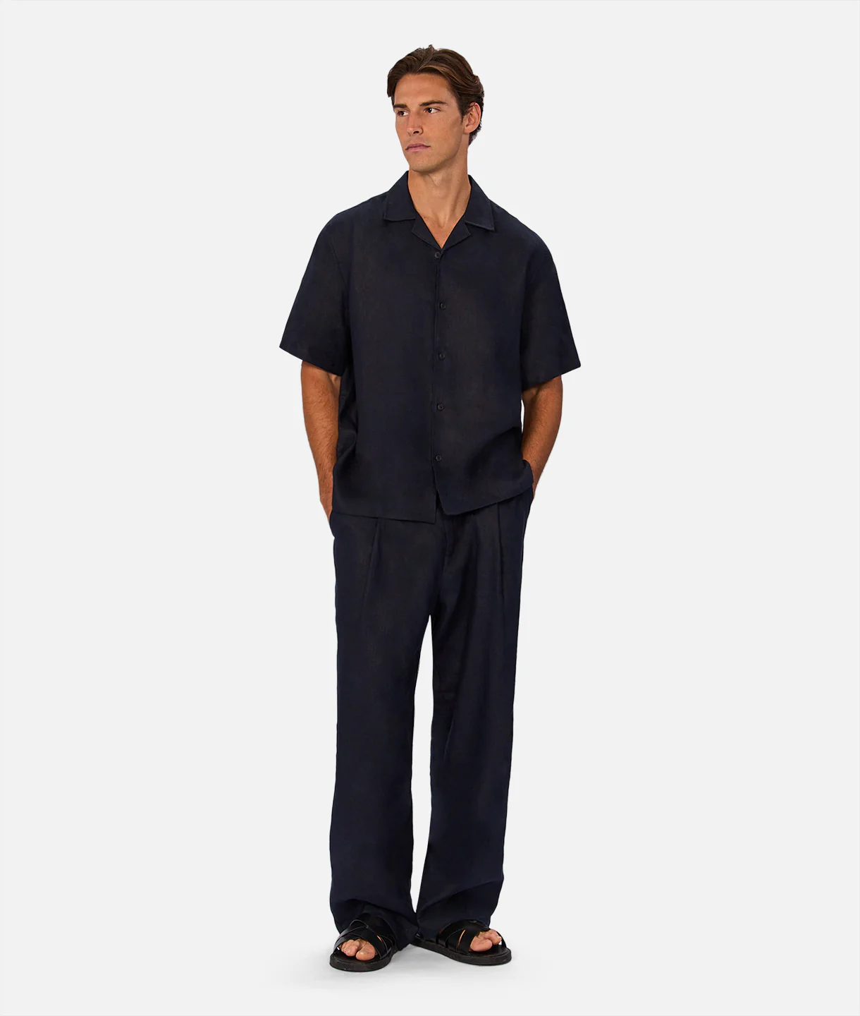 The Lusso Linen Short Sleeve Shirt - Ink - Image 8