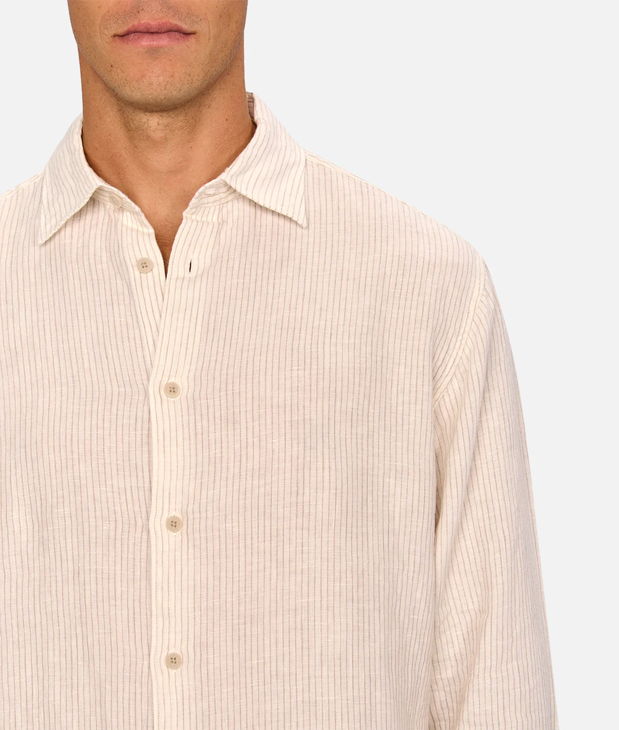 The Monaco Long Sleeve Shirt - Cream / Beige - Image 6