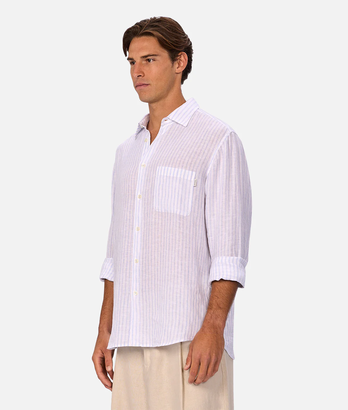 The Baptise Long Sleeve Shirt - White / Light Blue - Image 3