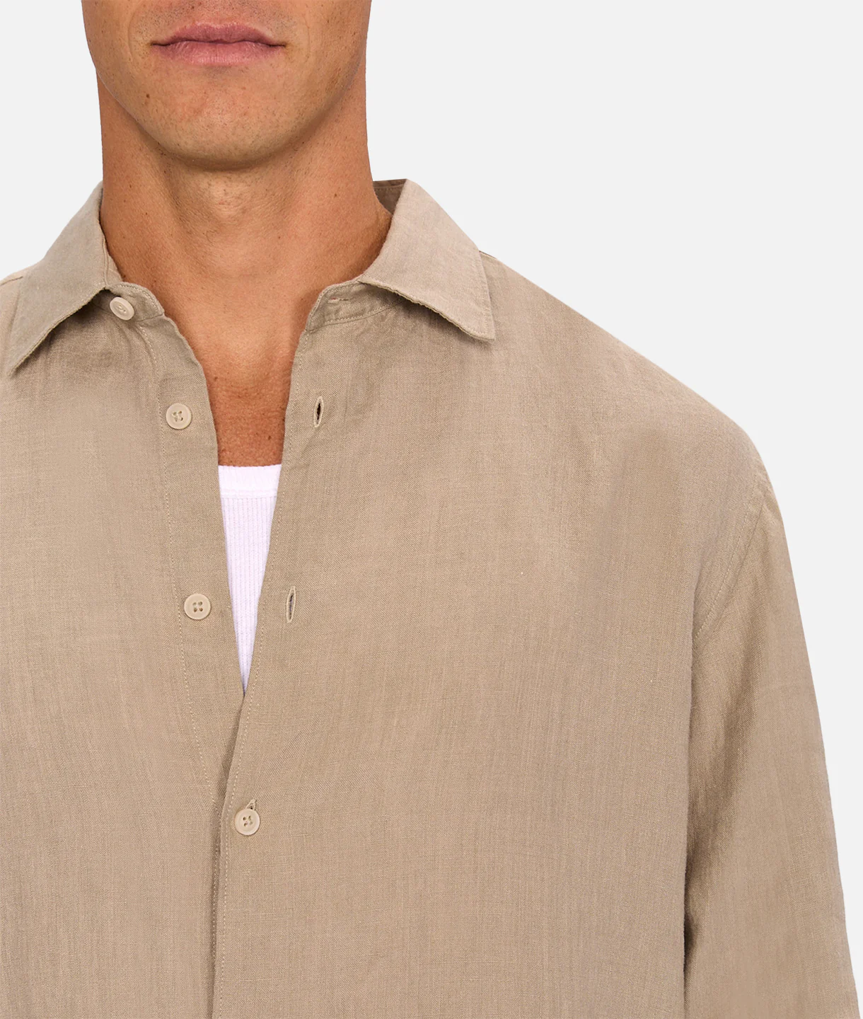The St Martins Long Sleeve Linen Shirt - Fawn - Image 6