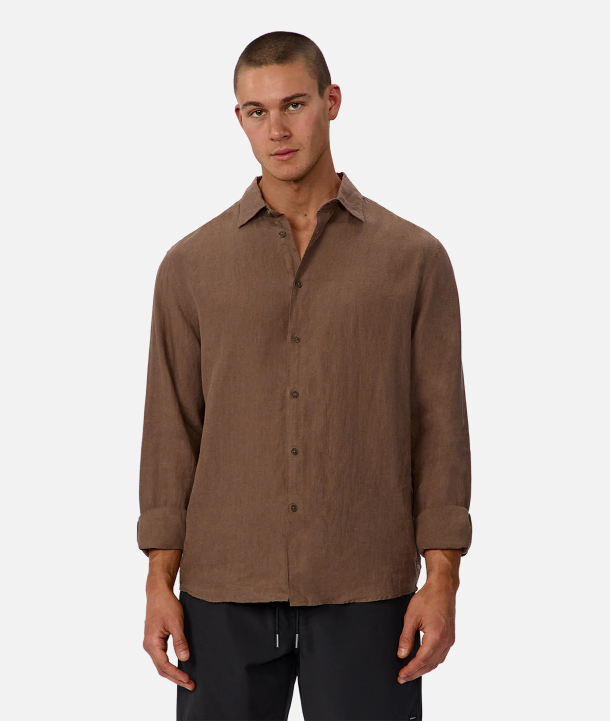 The St Martins Long Sleeve Linen Shirt - Macchiato - Image 8