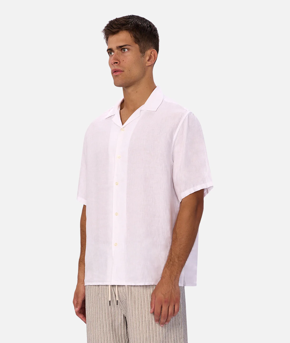 The St Martins Short Sleeve Linen Shirt - Winter White - Image 4