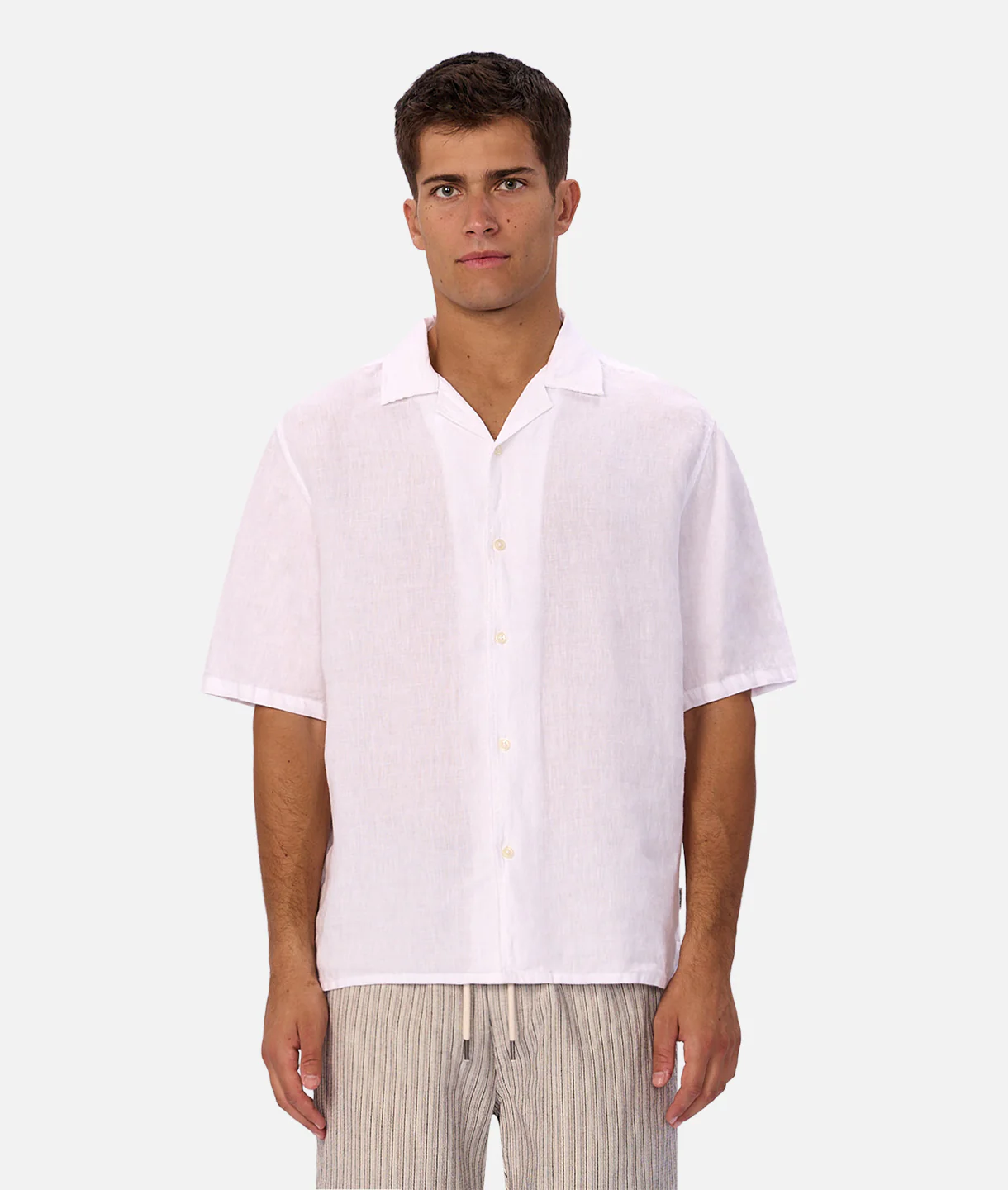 The St Martins Short Sleeve Linen Shirt - Winter White - Image 8