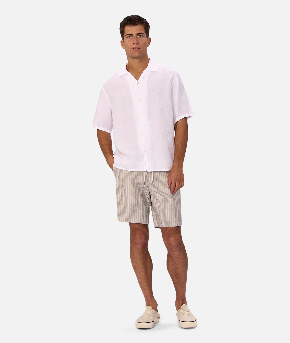 The St Martins Short Sleeve Linen Shirt - Winter White - Image 9