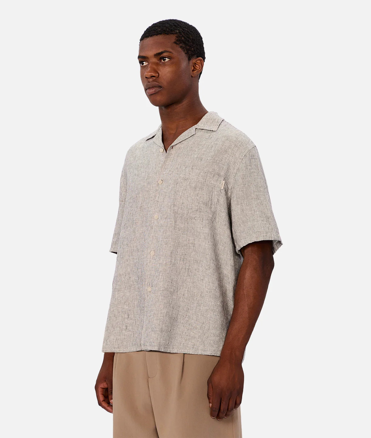 The Melrose Short Sleeve Shirt - Salt & Pepper - Image 3
