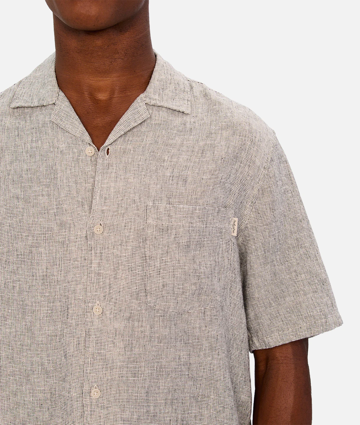 The Melrose Short Sleeve Shirt - Salt & Pepper - Image 6