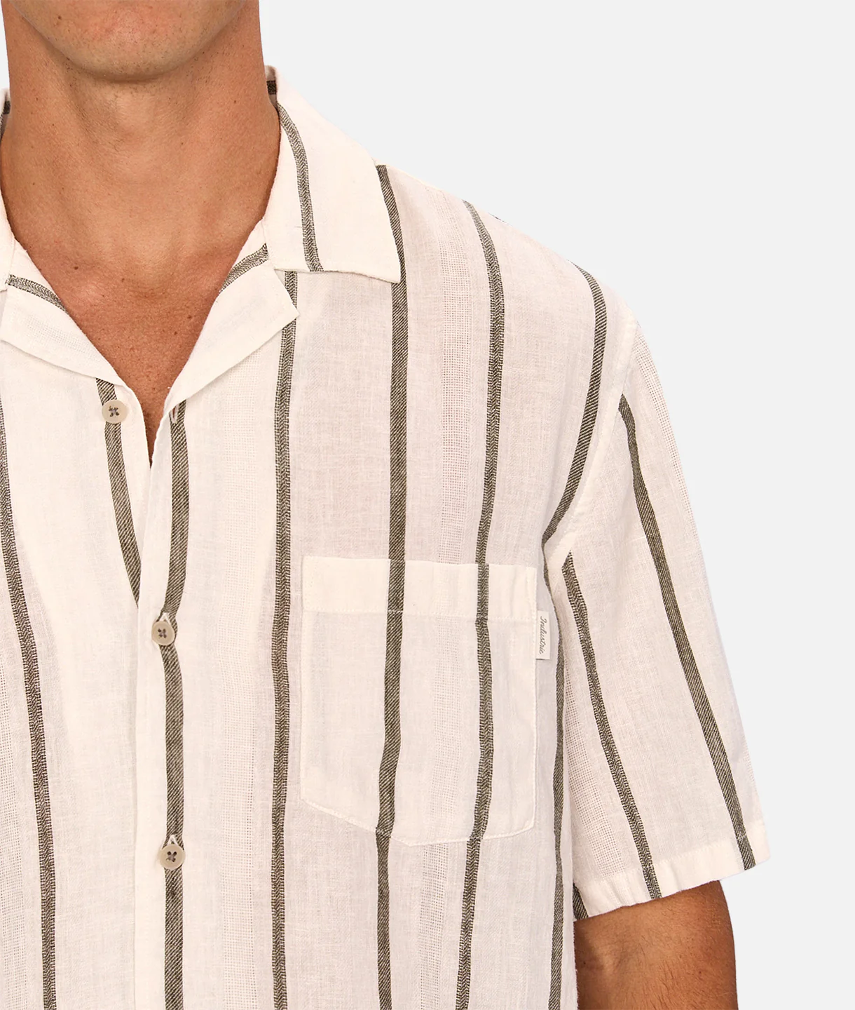 The Mulholland Short Sleeve Shirt - Off White / Olive - Image 6