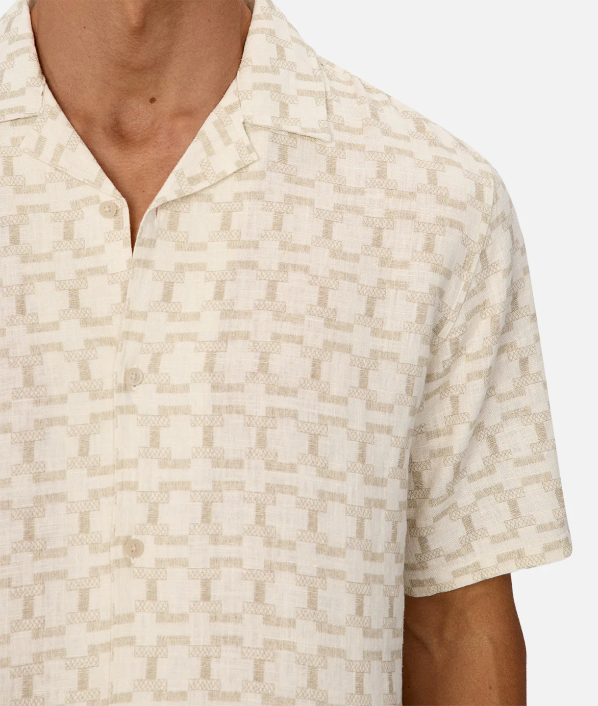 The Santana Short Sleeve Shirt - Cream Olive - Image 7
