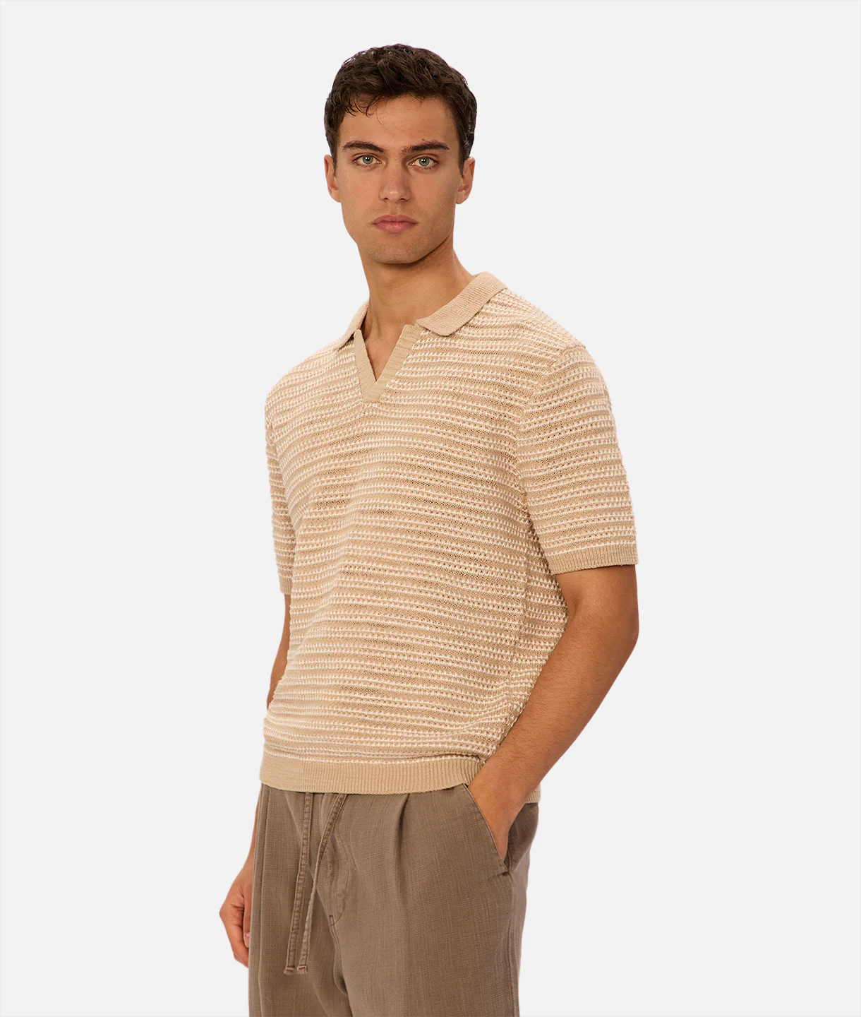 The Matera Polo - Tan / White - Image 3