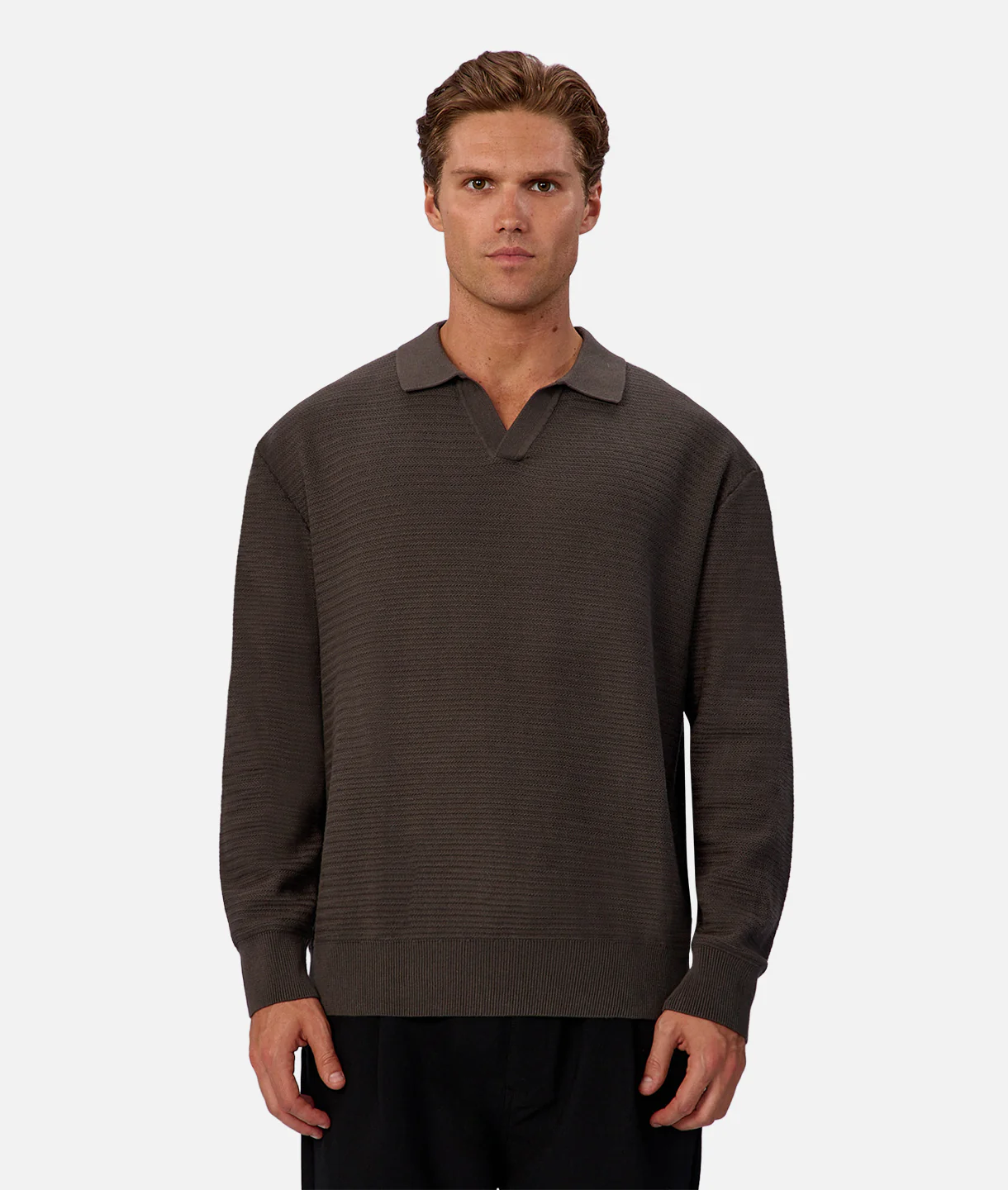 The Rondella Long Sleeve Polo - Dk Forest