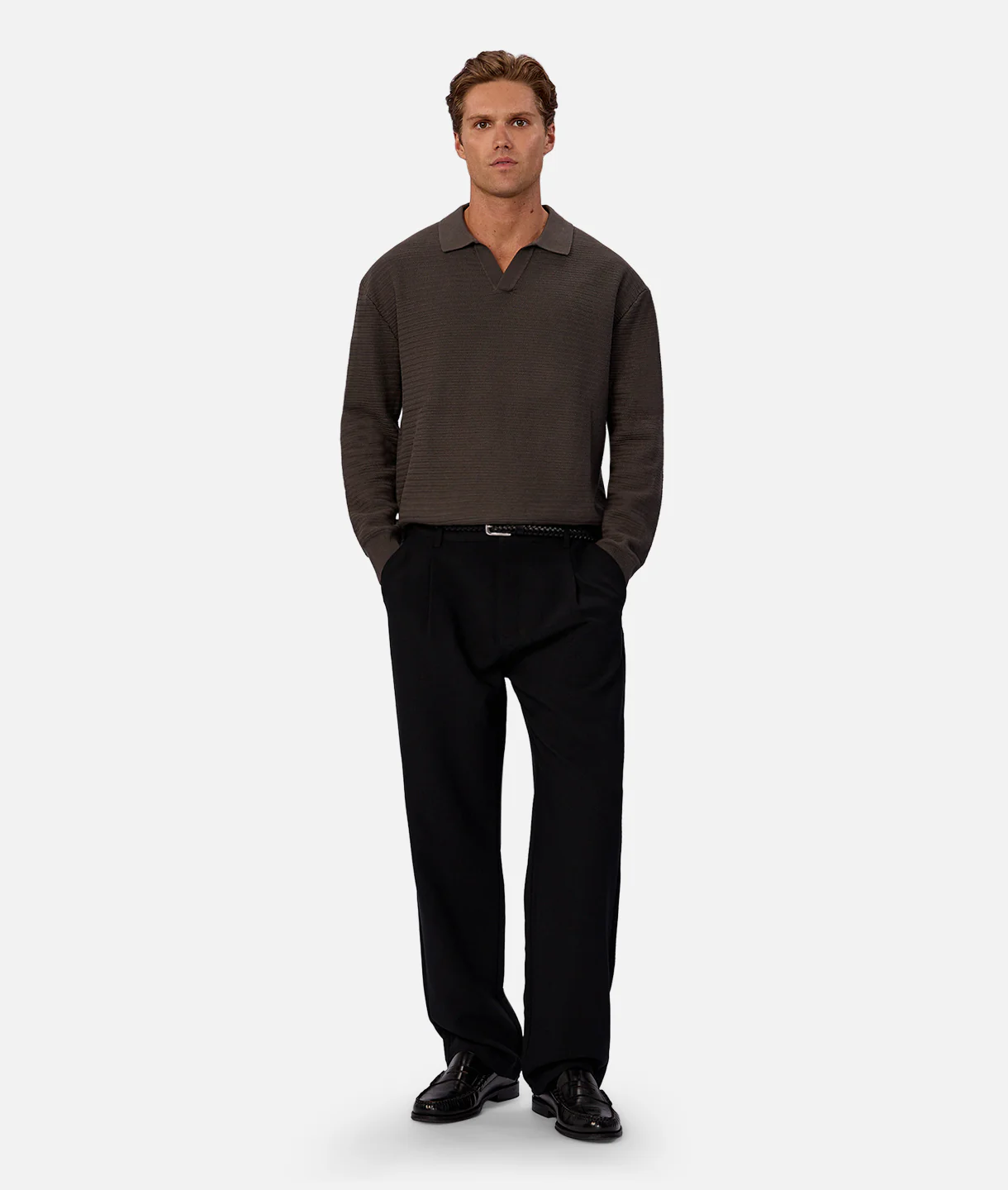 The Rondella Long Sleeve Polo - Dk Forest - Image 2
