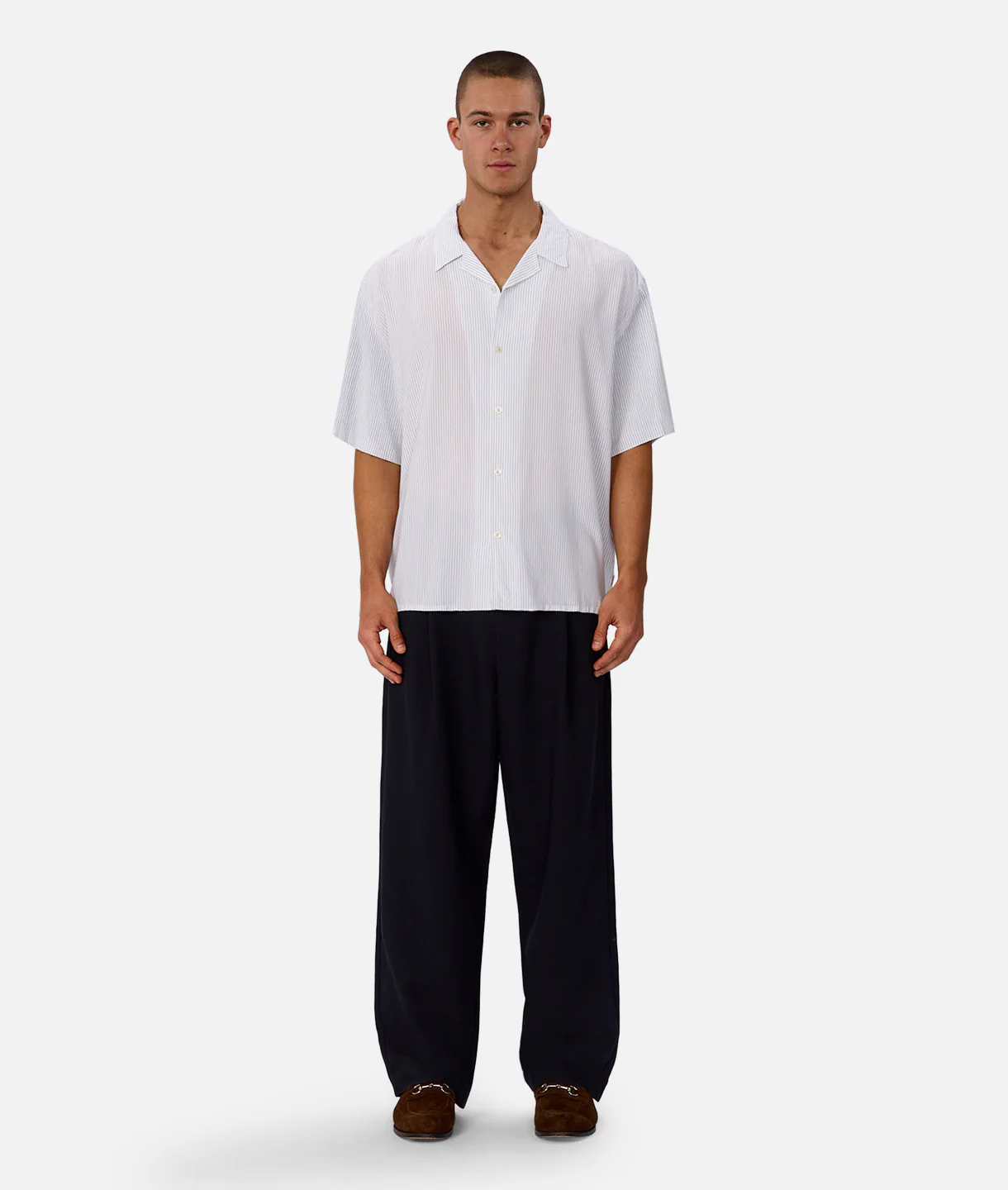 The Valentin Short Sleeve Shirt - White Light Blue - Image 5