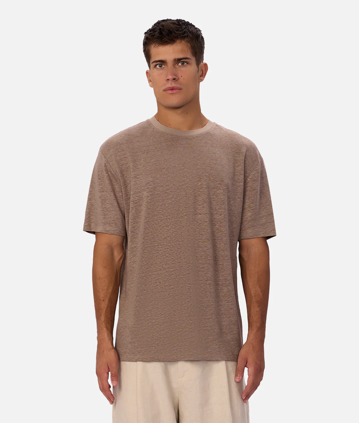 The Linen Lusso T-Shirt - Walnut