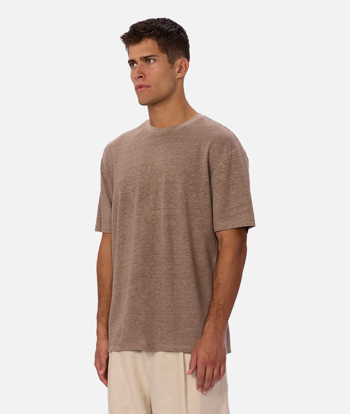 The Linen Lusso T-Shirt - Walnut - Image 3