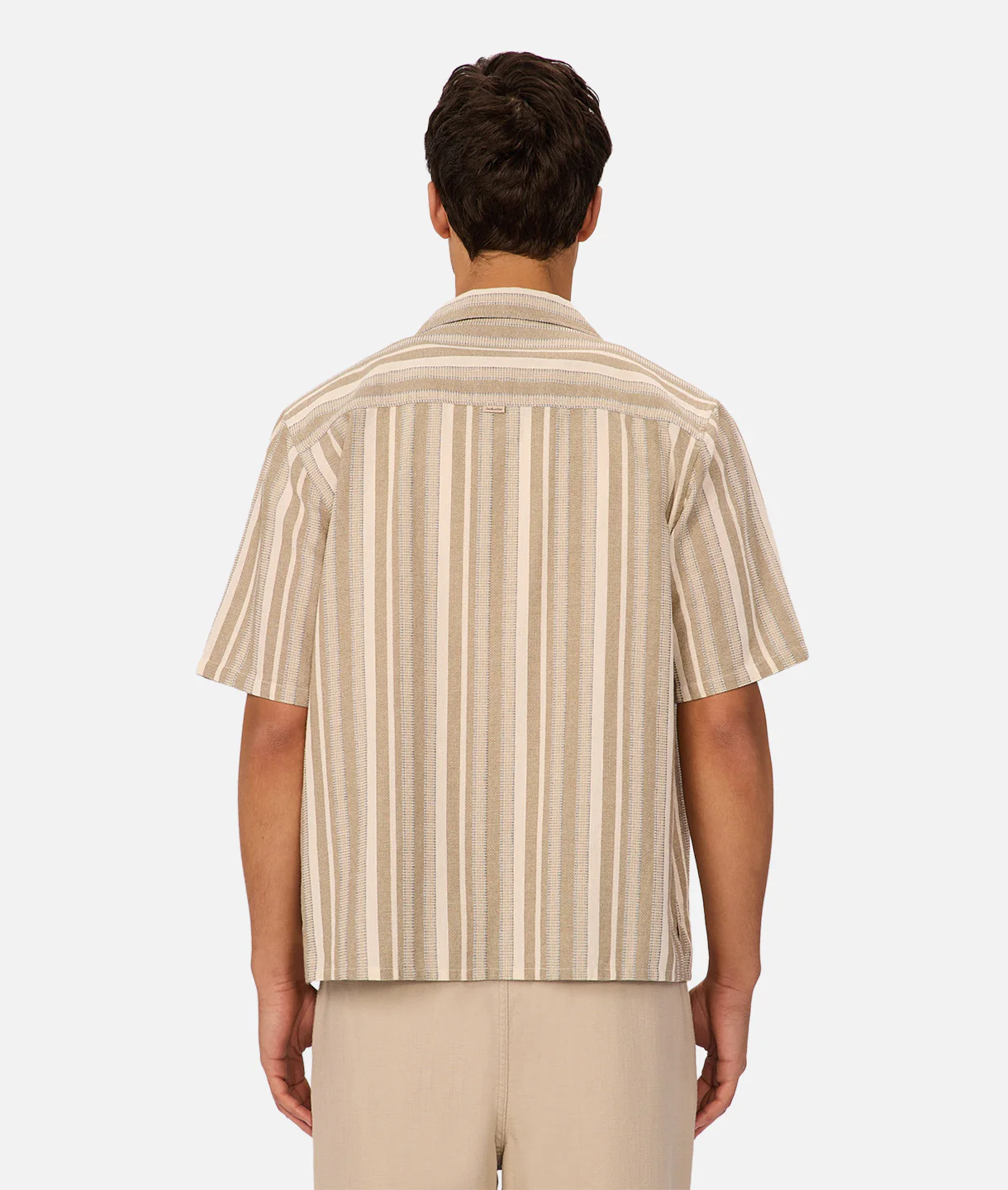 The Textured Livorno Short Sleeve Shirt - Olive Navy - Image 4