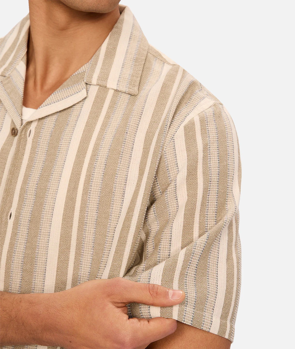 The Textured Livorno Short Sleeve Shirt - Olive Navy - Image 7