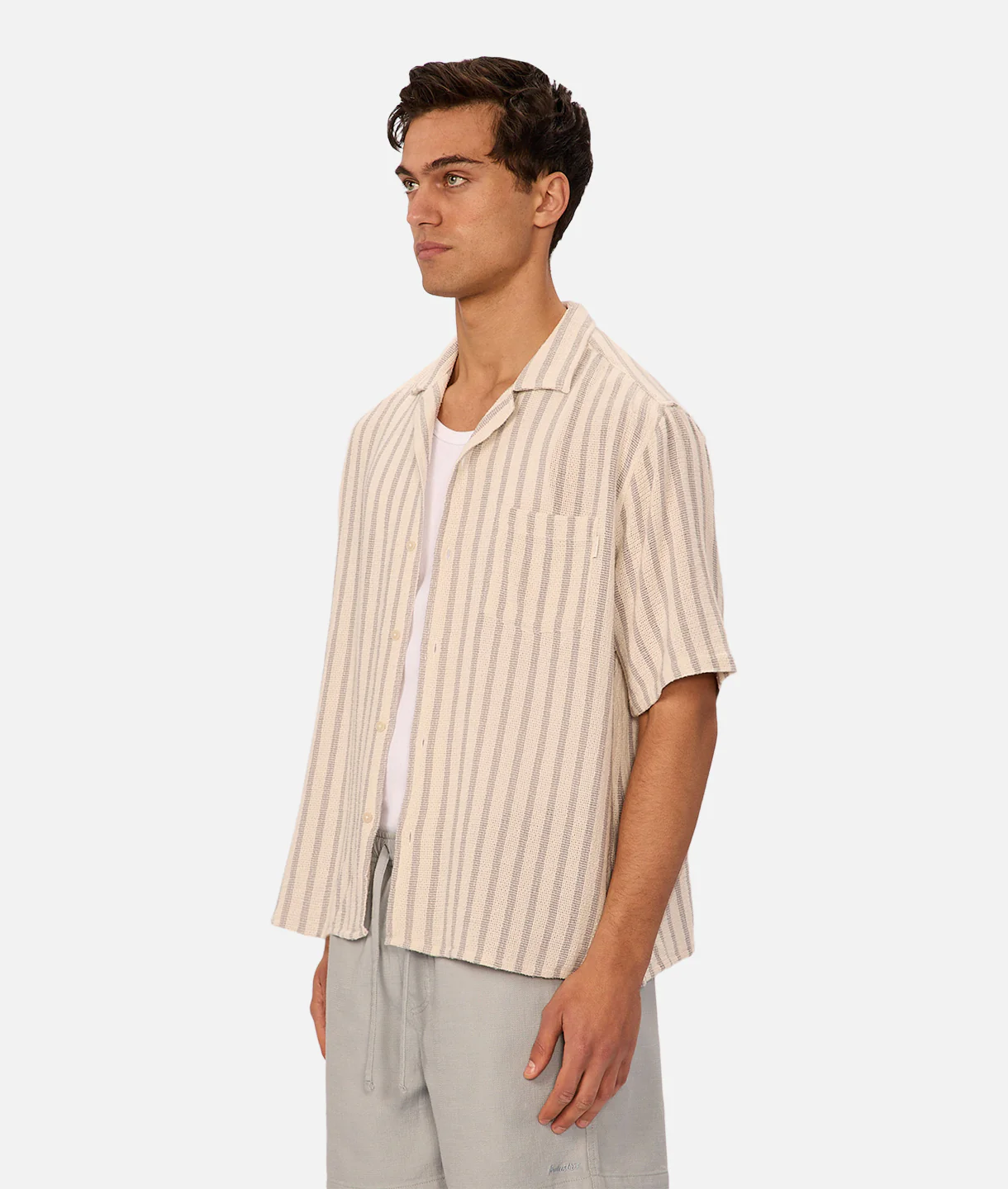 The Cresta Short Sleeve Shirt - Off White / Blue - Image 3